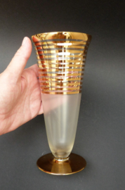 Mid Century glass gold striped vase