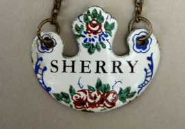 Edme Samson Paris antique enamel decanter label Sherry