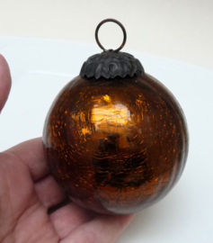 Vintage Duitse glazen Kugel kerstbal koperkleur