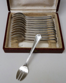 Wiskemann Art Deco silver plated oyster forks