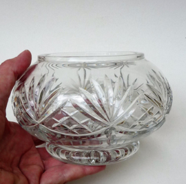 Vintage cut crystal flower frog rose bowl