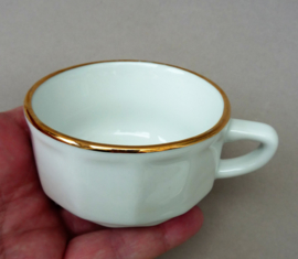 Apilco France bistroware cofffee cup with saucer white and gold