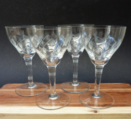 Mid Century cut crystal liqueur glasses