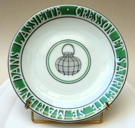 Porcelaine de Paris saladeborden in metalen draadmand