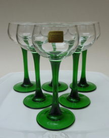 Luminarc France Emerald likeurglazen op groene voet
