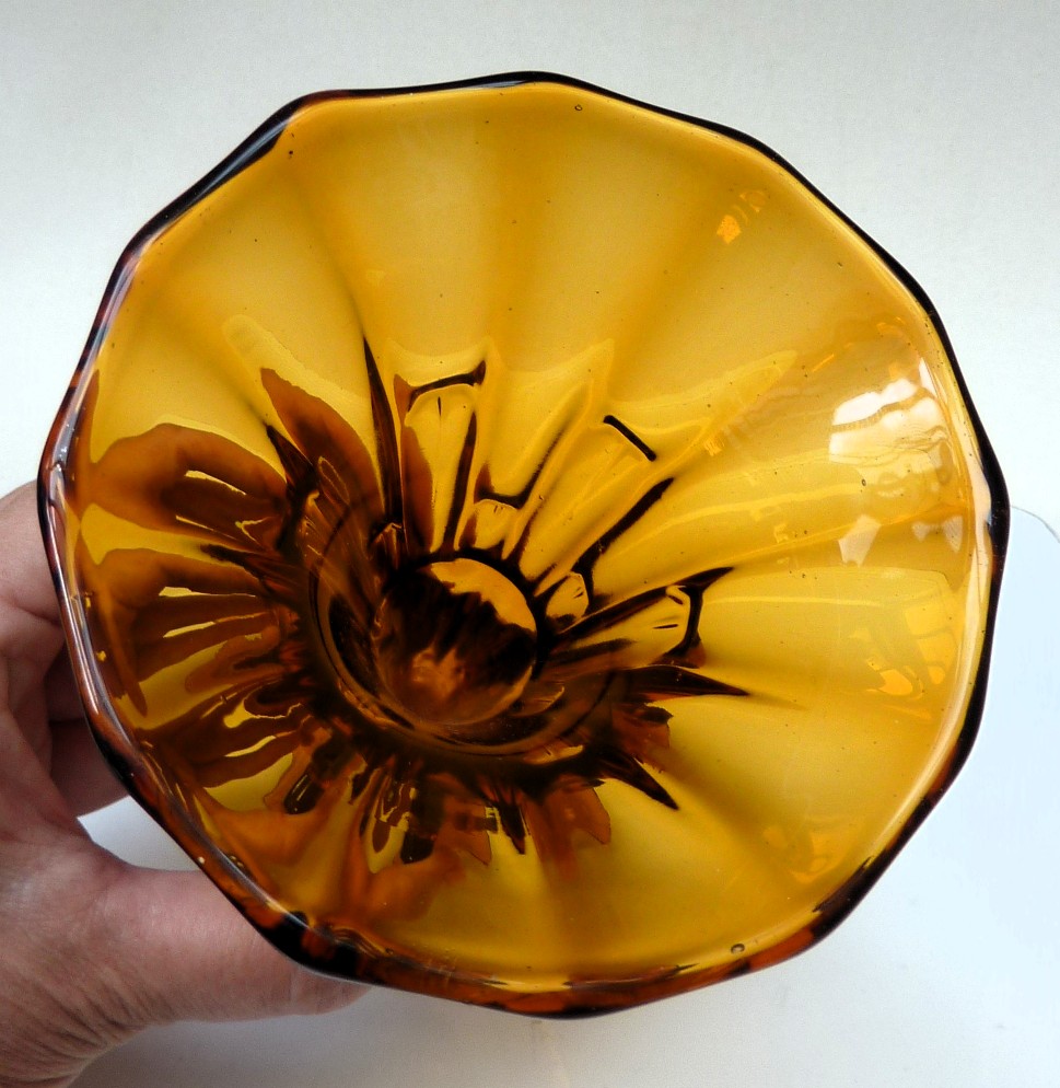 Rosice amber glass Art Deco Rocket vase