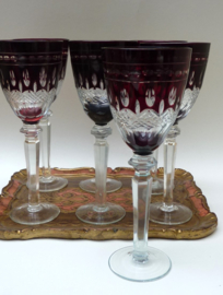 Boheemse robijnrode cut to clear geslepen wijnglazen
