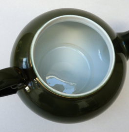Pillivuyt green and gold bistroware porcelain teapot