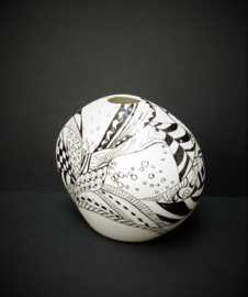 Studio Pottery black and white Op Art vase