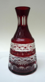 Bohemian ruby cut to clear bedside water carafe and glass