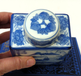 Vintage Blauw Wit Chinees porseleinen theebus