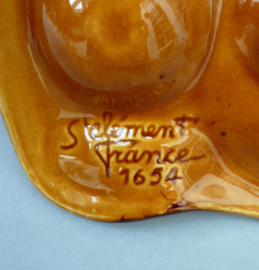 St Clement faience snail dish in snail shell shape