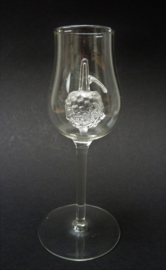 Liqueur shot glass with enclosed glass raspberry