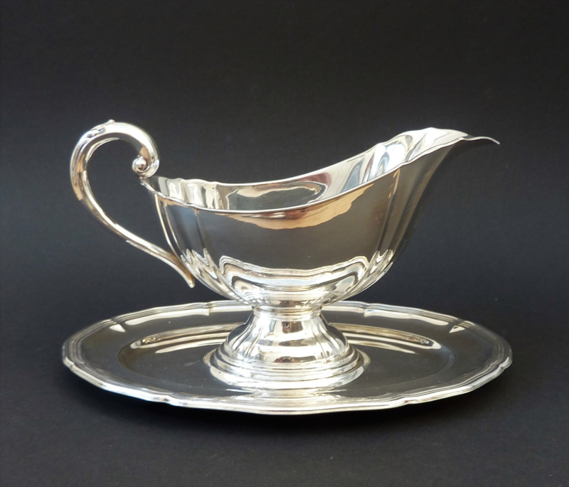 Silver plated sauce bowl with attached dish GD Alpaka Silver