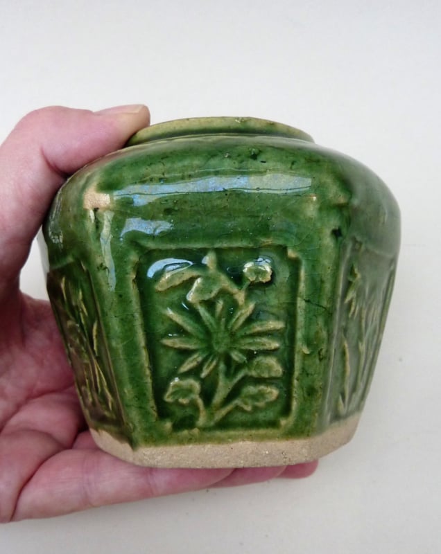 Chinese hexagonal jade green glazed Shiwan ware ginger jar | Chinese ...