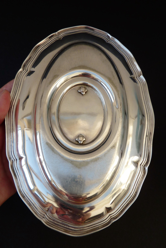 Silver plated sauce bowl with attached dish GD Alpaka Silver