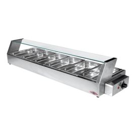 Bain-marie warmhoudvitrine 6x 1/3 GN - 6.5 cm - Stilfer