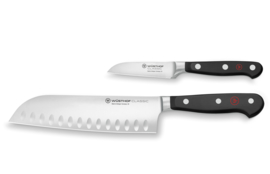 Messenset 2-delig: Santoku mes met kuiltjes 17 cm & Groentemes 8 cm  - Wüsthof Classic