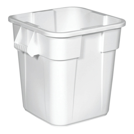 Afvalcontainer Rubbermaid wit, deskel wit en dolly