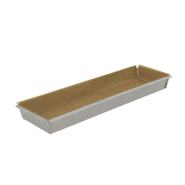 Geperforeerde bakvorm rvs met bakpapier - 35 x 10.5 x 3.5 cm - De Buyer