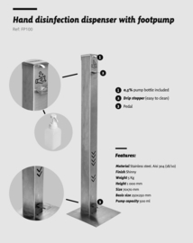 Desinfectiezuil met voetpomp rvs
