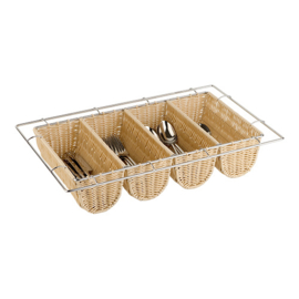 Bestekmand - Polyrattan, verchroomd frame 1/1 GN / Rolltop deksel