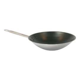 Wok - Pujadas - Excalibur - 36 cm - RVS, platte bodem met antiaanbaklaag