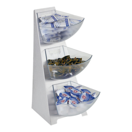 Buffetstandaard / Dispenser - RVS - 2, 3 of 4 bakjes