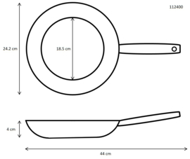 Koekenpan gietijzer 24 cm - Ronneby Bruk 'Maestro' met holle greep