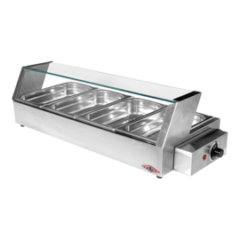 Bain-marie warmhoudvitrine 4x 1/3 GN - 6.5 cm - Stilfer