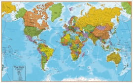 Grote interactieve wereldkaart B 1,30m x H 0,81m,lamineerd, leuk en leerrijk