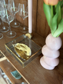 Blad gouden oester in messing kistje