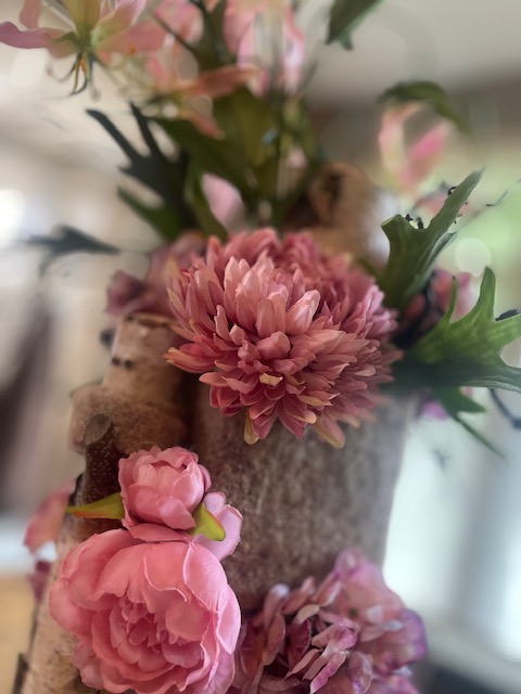 Zijde arrangement "houtenzuil"