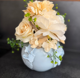Unieke vaas met zijde"blue"