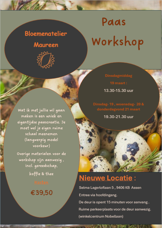 Paas-workshops dinsdagmiddag 19 maart = Vol!