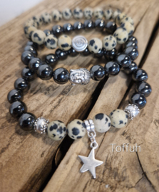 Jaspis Dalmatiër (set 3 armbanden)