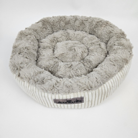Mand met klittenbandstof onderkant, ecru, Ø 45 cm