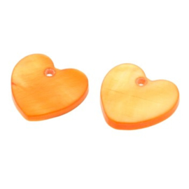 bedel schelp hart oranje 13x13 mm  p/2 stuks