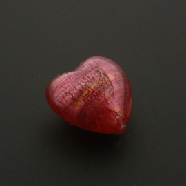 glaskraal hart roze 15x14mm p/stuk