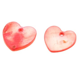 bedel schelp hart rood 13x13 mm  p/2 stuks