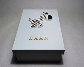 babycadeau box M/blauw zebra