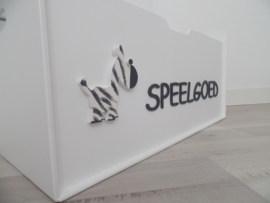 Speelgoedkist wit met kleine zebra/speelgoed