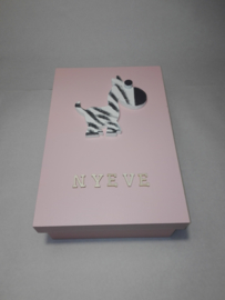 Babycadeau box M/roze zebra