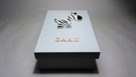 babycadeau box M/blauw zebra