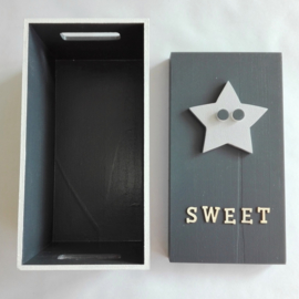 Babycadeau box S/grijs ster