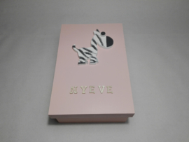 Babycadeau box M/roze zebra