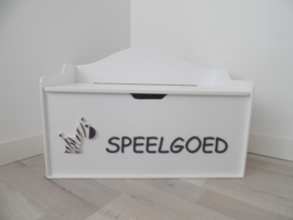 Speelgoedkist wit met kleine zebra/speelgoed