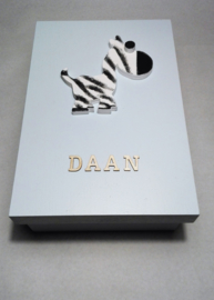 babycadeau box M/blauw zebra