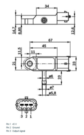 MAP sensor 20-300Kpa slang type