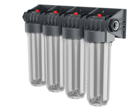 Euro-Fil 4 x 10" filterhuis met sleutel en support